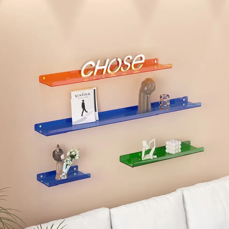 Colorful Acrylic Wall Hanging Shelves Living Room Flower Pots Plant Magazines Books Dolls Decorative Storage Rack Display Rack