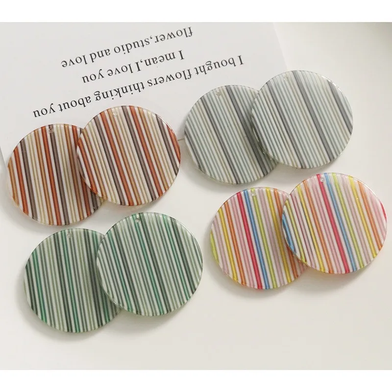 

Wholesale 50pcs/lot 31mm color stripe pattern print geometry rounds shape acrylic beads diy jewerly earring accessory