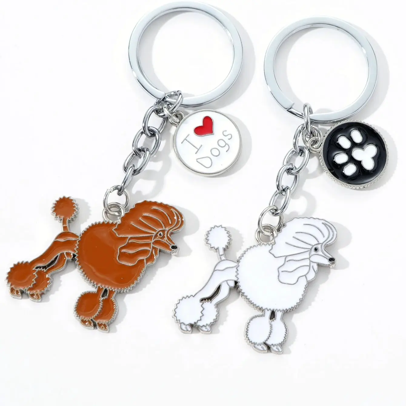 1PCS Alloy Car keyring Poodle Dog Keychain Cute animal Cartoon pet Keychain dog Gift For lovers Jewelry