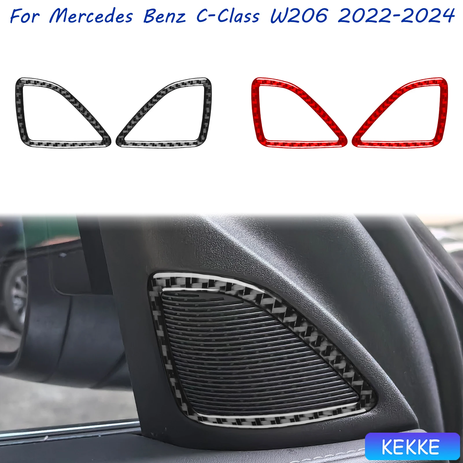 

For Mercedes Benz C-Class W206 2022-2024 Inner A-pillar Horn frame Carbon Fiber Decorative Car Accessory Sticker