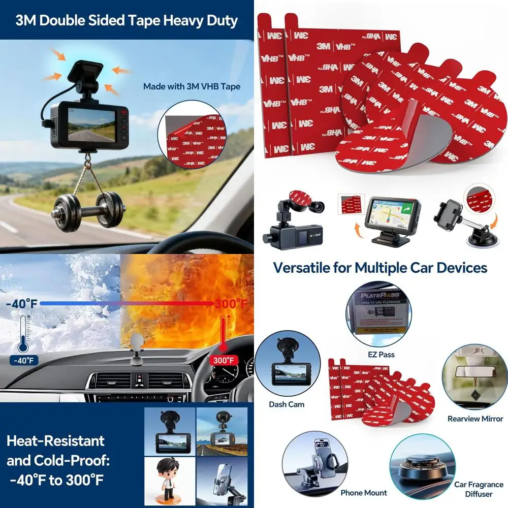 Cinta de doble cara resistente al calor VHB 3M automotriz, kit de montaje de 6 uds incluye almohadillas adhesivas redondas de 4X 2,2 y 2X 2,8 cuadrados para