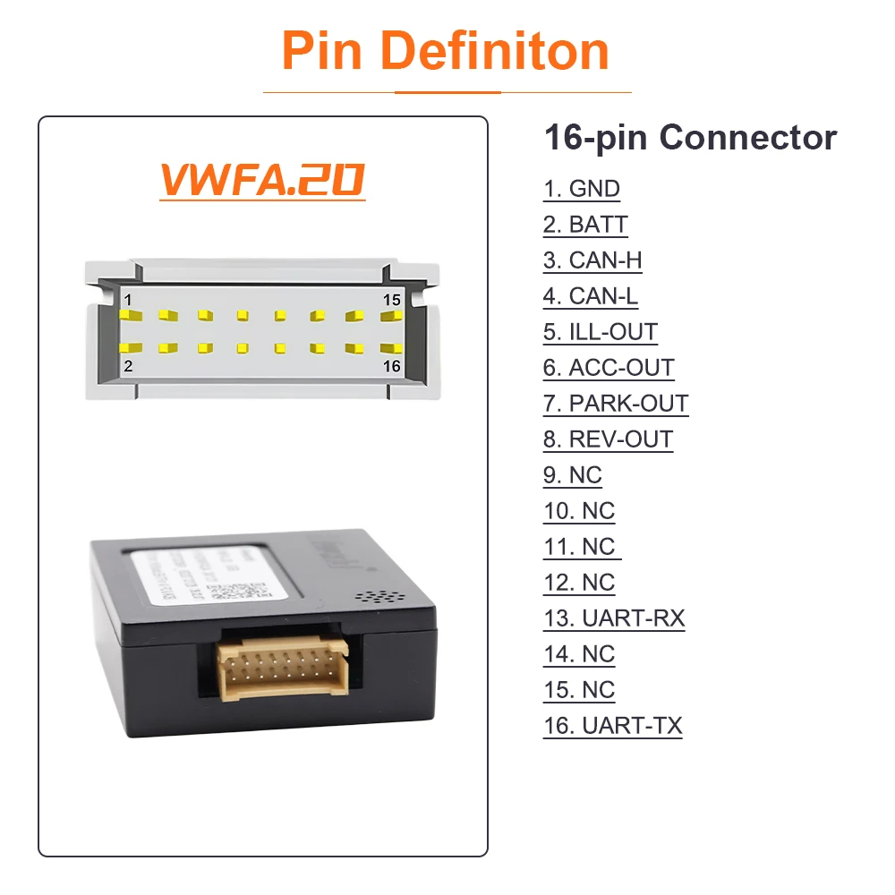 Universeller Hiworid CAN-Bus-Decoder VWFA.20 Adapter Android-Headunit-Decoder für Volkswagen, VW, Skoda, SEAT und alle PQ/MQB-Systeme – Detail 4