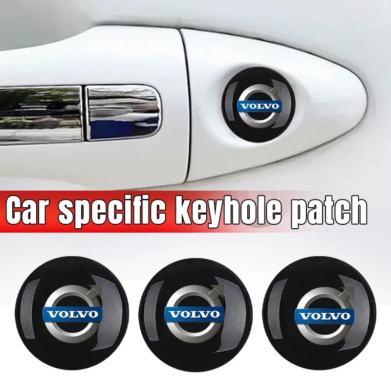 4pcs Car Door Keyhole Lock Core Dustproof Protector Sticker For Volvo S40 S60 S90 XC40 XC60 XC90 V40 V50 V60 V90 C30 C70 S80 V70