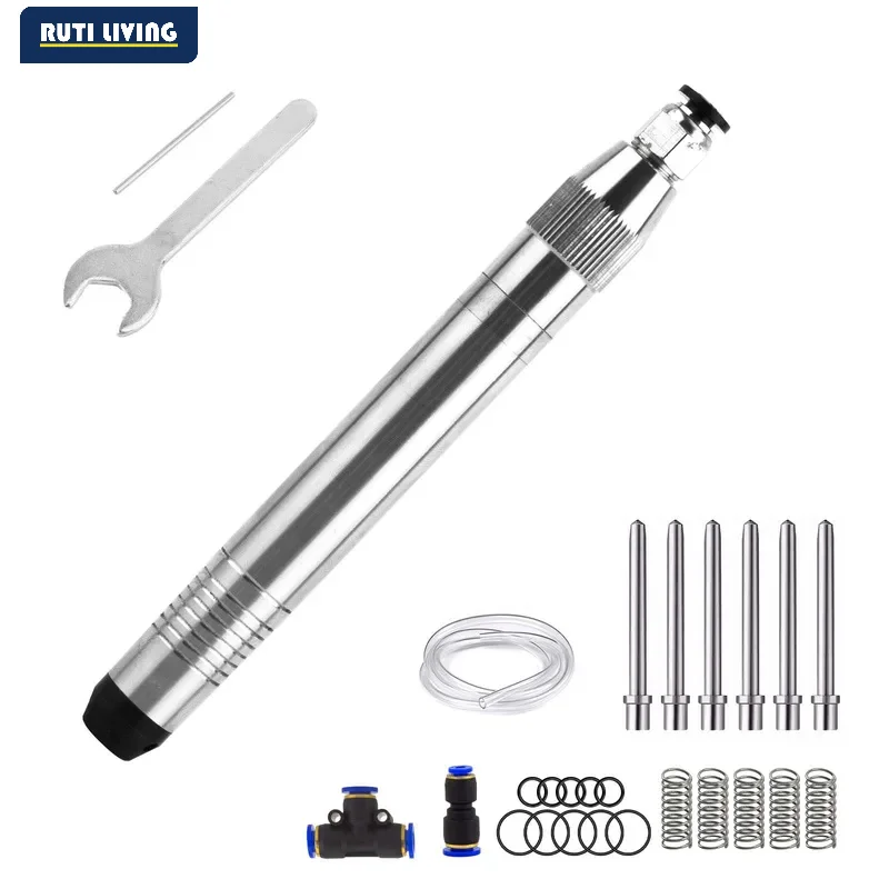 Pneumatic Hammer Handpiece With Accessories, Engraving Tools Diamond Point4/8/16/32 Sides Jewelers pneumatic nail Sand Machine