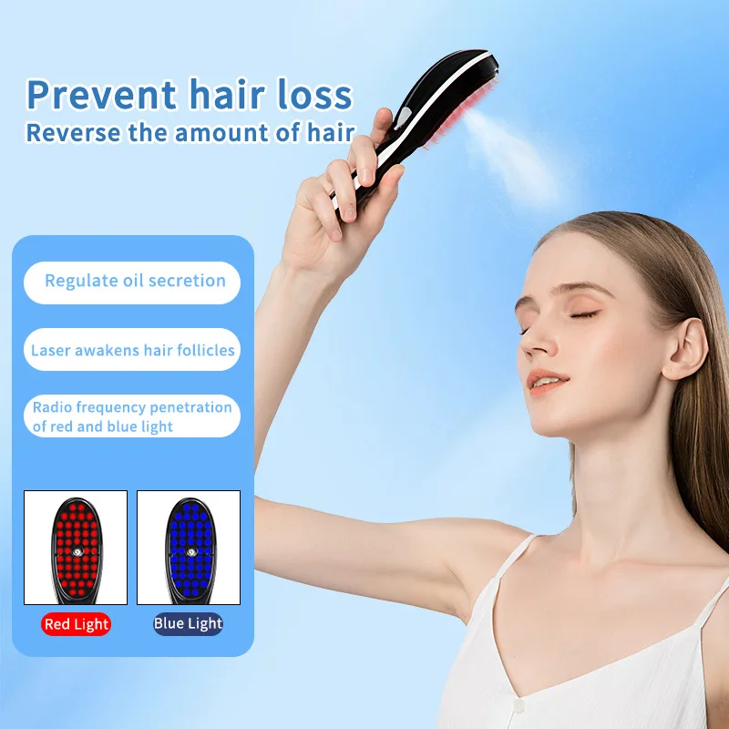 Sonic Vibration Scalp Massager Red Light Therapy Head Massage Comb Anti Hair Loss Anion Spray Hair Growth Brush Stress Relief