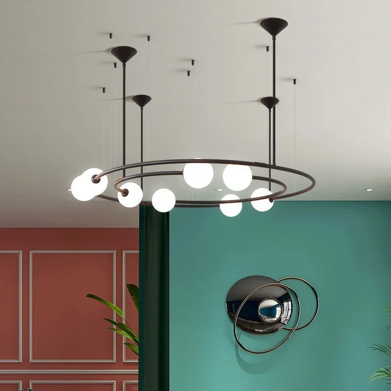 

Nordic Minimalist Art Circular Glass Chandelier Modern Study Bedroom Living Room Dining Room Pendant Lights Decorative Lighting