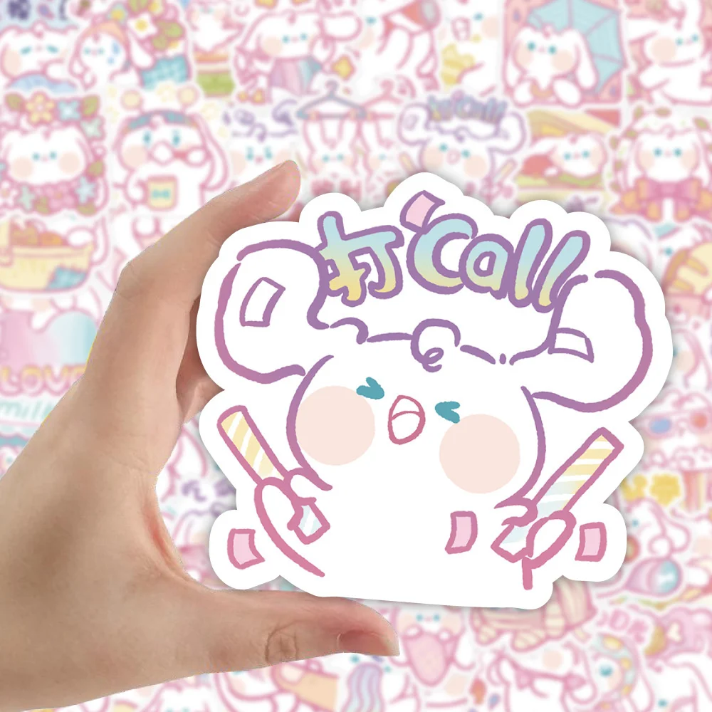 ملصق جرافيتي على شكل كلب كرتوني وردي ، مقاوم للماء ، شخصي ، إبداعي ، ديكور ، لوح تزلج ، ثلاجة ، ظريف ، 50 *