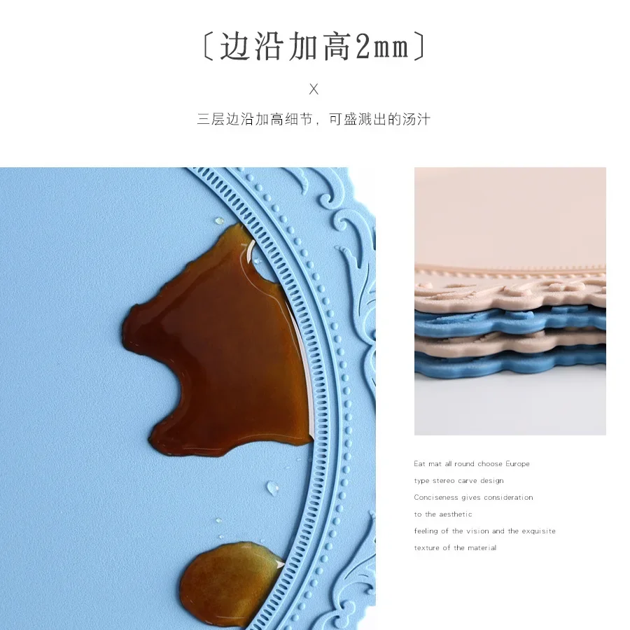 

Lace Silicone Coaster Placemat Relief Bottom Non-slip Table Decoration Mat Kitchen Accessories Round Cup Mat Tableware Pad