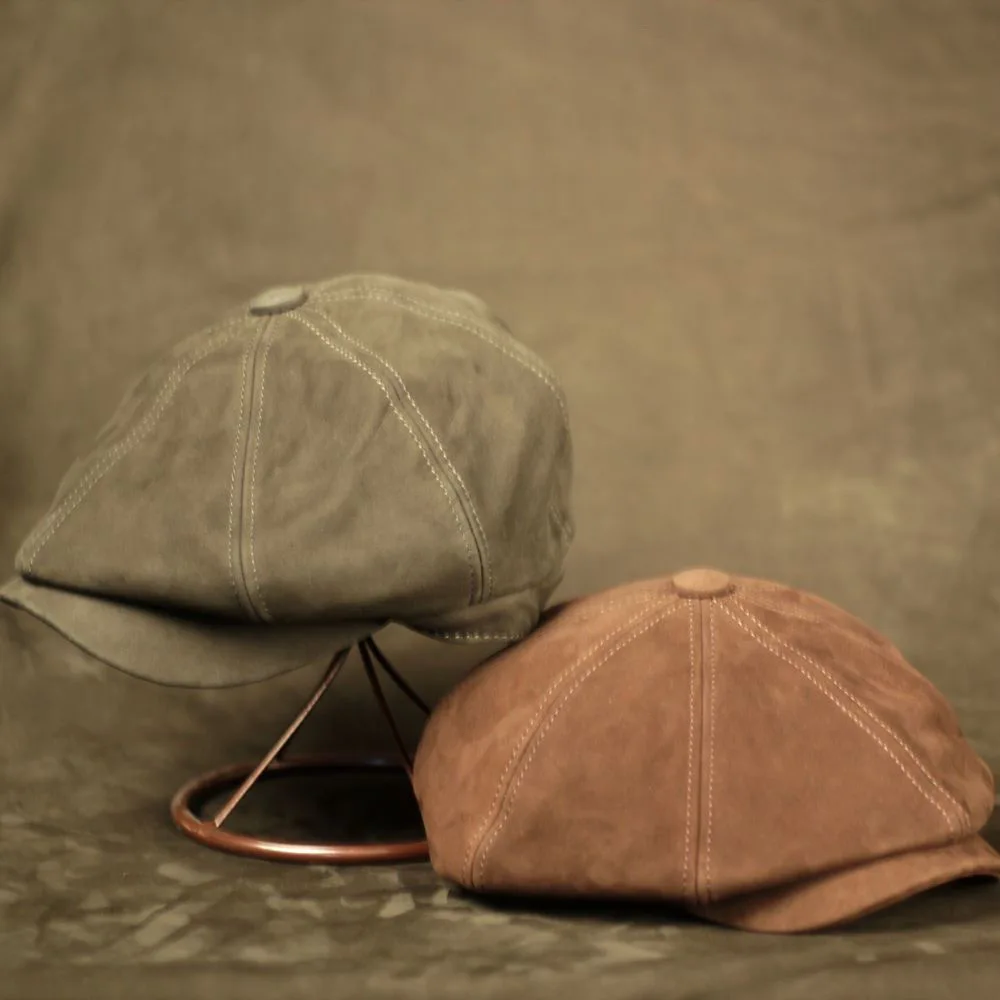 

Genuine Leather Boina Hombre Winter Hat Matte Suede Cowhide Beret Warm Octagonal Cap Spring Cotton Men/Women Sombrero gorros
