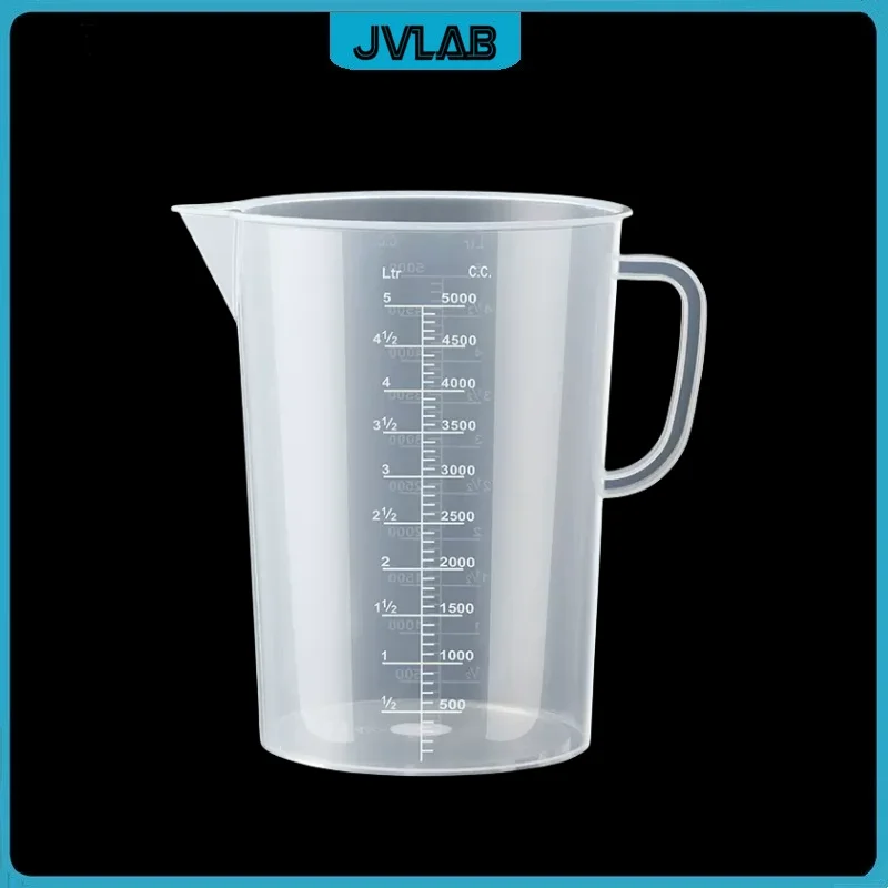 Plastic Measuring Cup Laboratory Graduated Clear PP Measuring Cylinder 5000mL With Handle Pack of 1/PK Wholesale