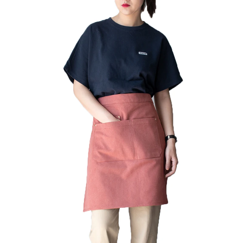 Half-length Apron Female Half-Section Fashion Overalls Male Short Canvas Coffee Roasting Milk Tea Shop Barber