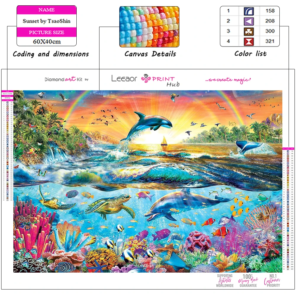 Diy Diamond Painting Underwater World Full Diamond Mosaic Embroidery Cross Stitch Kits Ocean Landscape Home Decor Gift For Kids