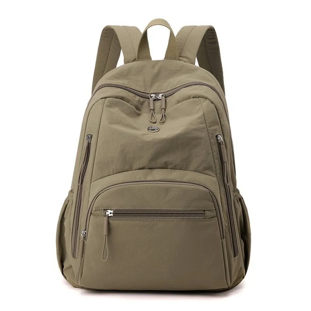 Casual Large Capacity Nylon School Bag Lightweight Waterproof Travel Backpack Durable Solid Color Laptop Daypack Hiking