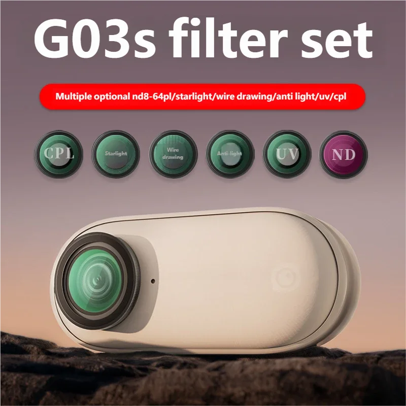 

Compatible with Insta360 GO S Filter Set CPL Polarizer ND4 ND8 ND16 ND32 ND64 UV Camera Lens Protection Filters