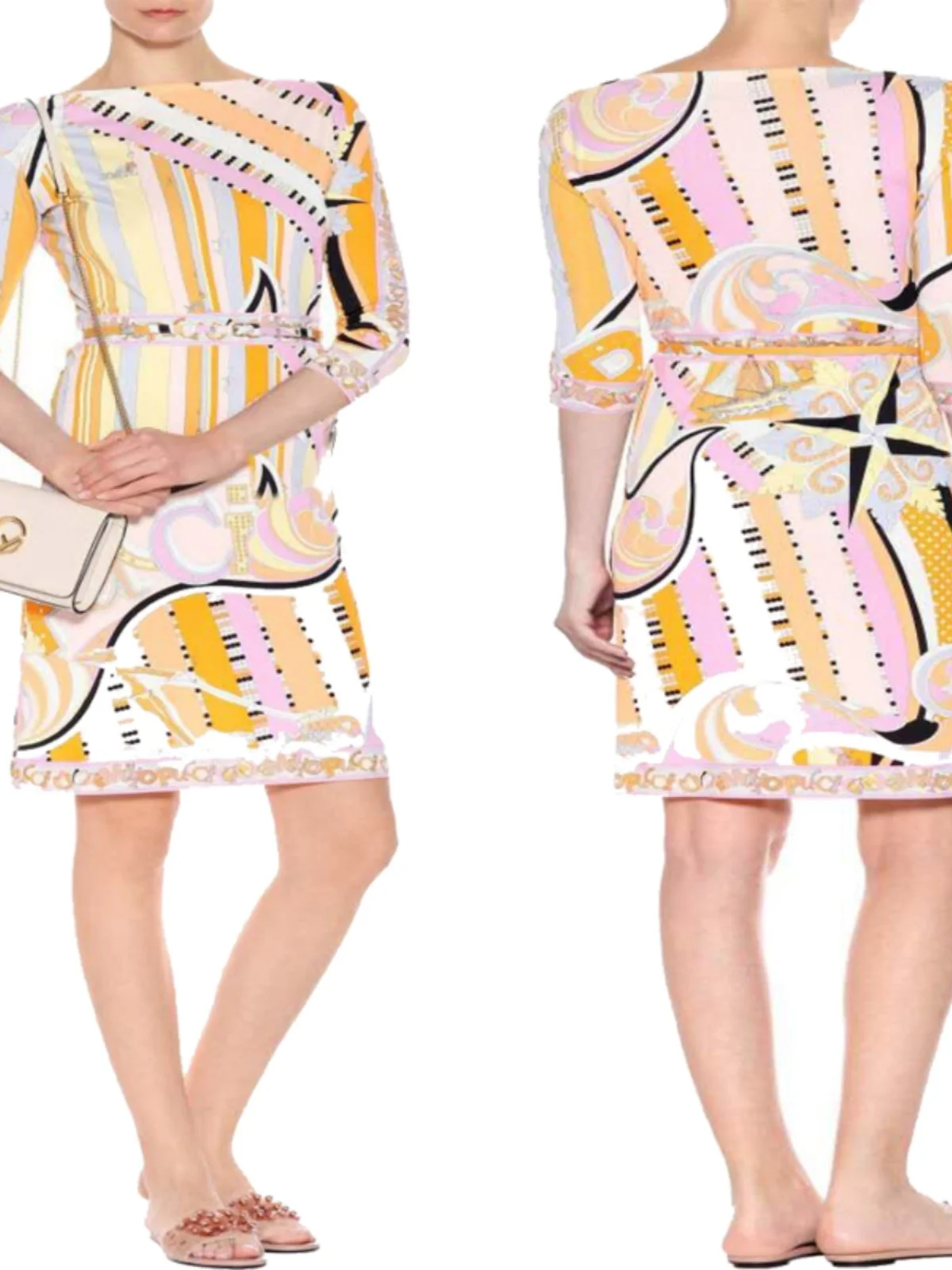 

Slimming Effect Knitted Dr Color Blo Print Elastic Street Sle round Ne Midi Dr for Women New Arrival Spring Summe...