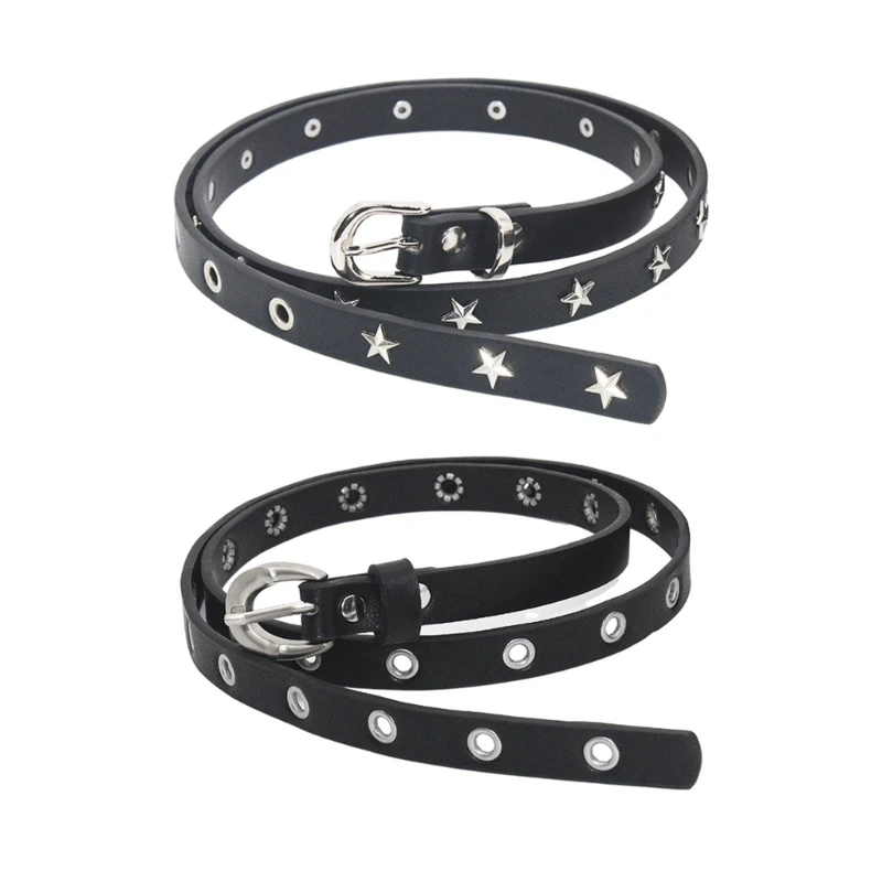 

Adjustable Pin Buckle Waist Belt PU Star Rivet Belt Hot Girls Women Waist Belt for Coat Skirts Jeans Wear-resistant Dropship