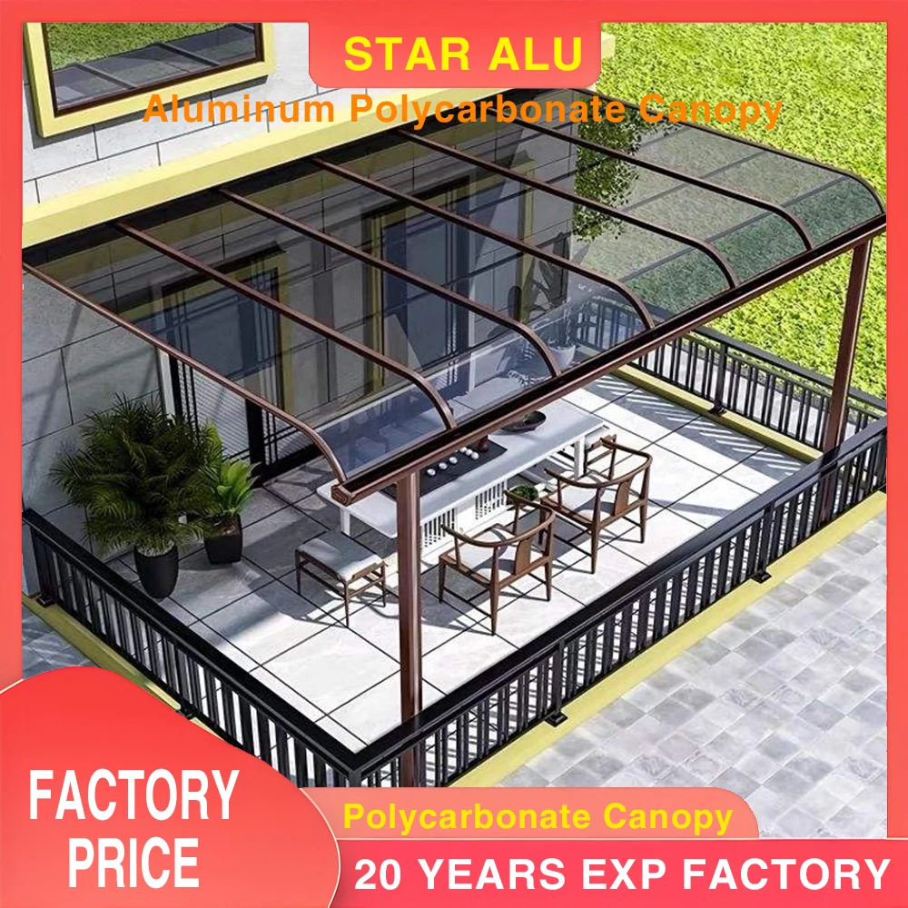 Easy-to-Install Outdoor Aluminum Alloy Frame with Polycarbonate Sheet Canopy Awnings for Pavilion Use  Clear Solid Polycarbonate