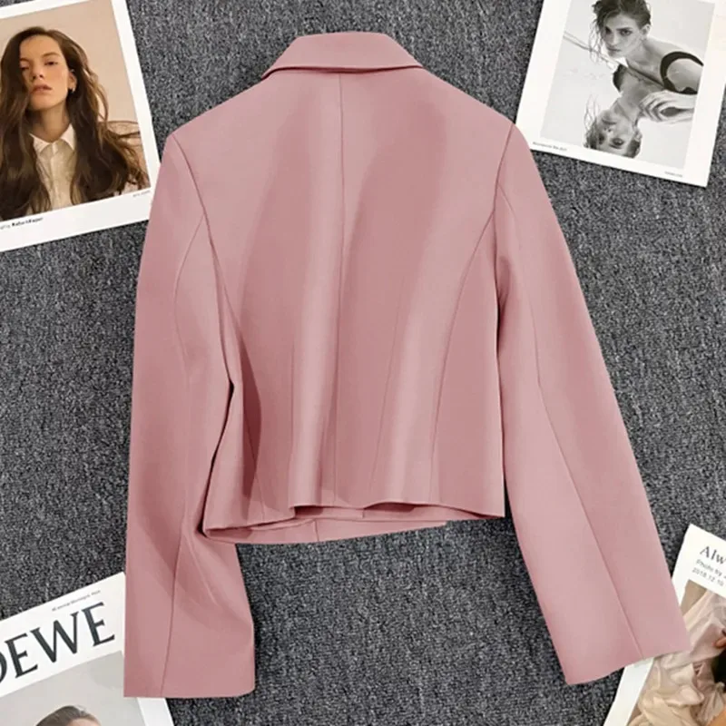 Women Casual Loose Office Long Sleeve Jackets New Candy Color Formal Chaquetas 2024 Korean Double Breasted Short Blazers Coats