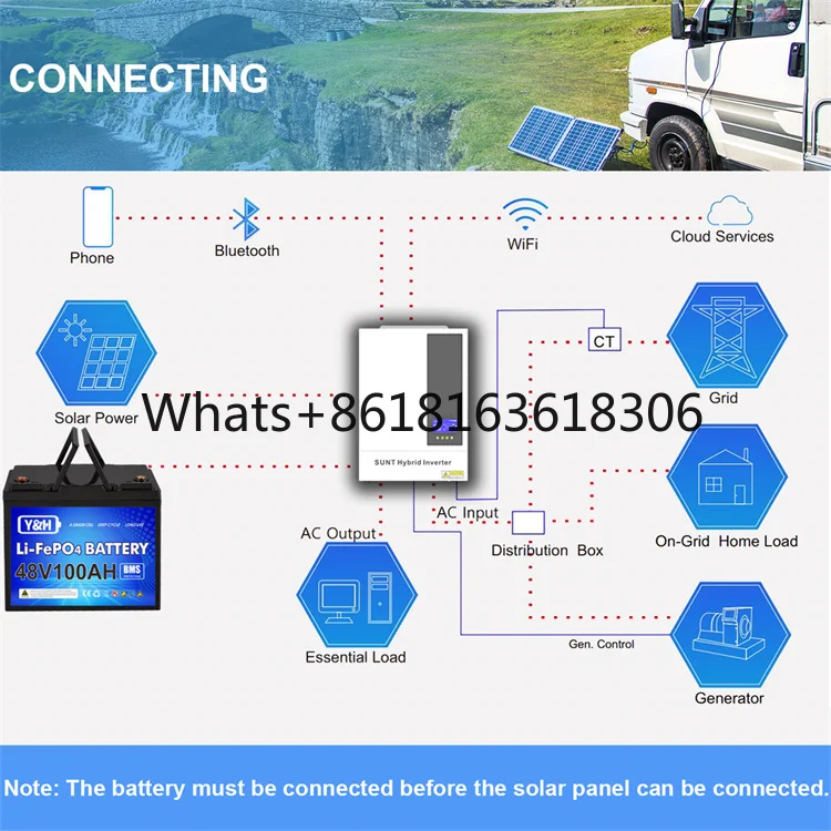 MPPT Battery Charger 5.5 kw Hybrid Solar Inverter 48V Max 500V Photovoltaic Input AC220V Output with Timed Charging