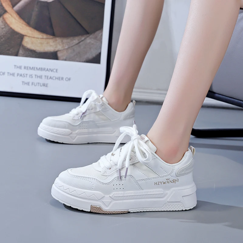 Women Sports Shoes White PU Leather Sneakers for Women Fashion White Green Ladies Baskets Best Sneakersy Brand Wedge Sneaker