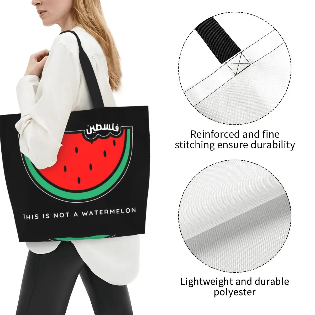 This Is Not A Watermelon Large Capacity Tote Shopping Bag Parody Magritte Watermelon Accessories INS Trending Tote Bag For Women