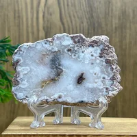 Argentina Black Agate Natural Stone Crystal Quartz Slab Minerals Meditation Wichcraft Wicca Ornaments Home Decoration Room+Stand 3