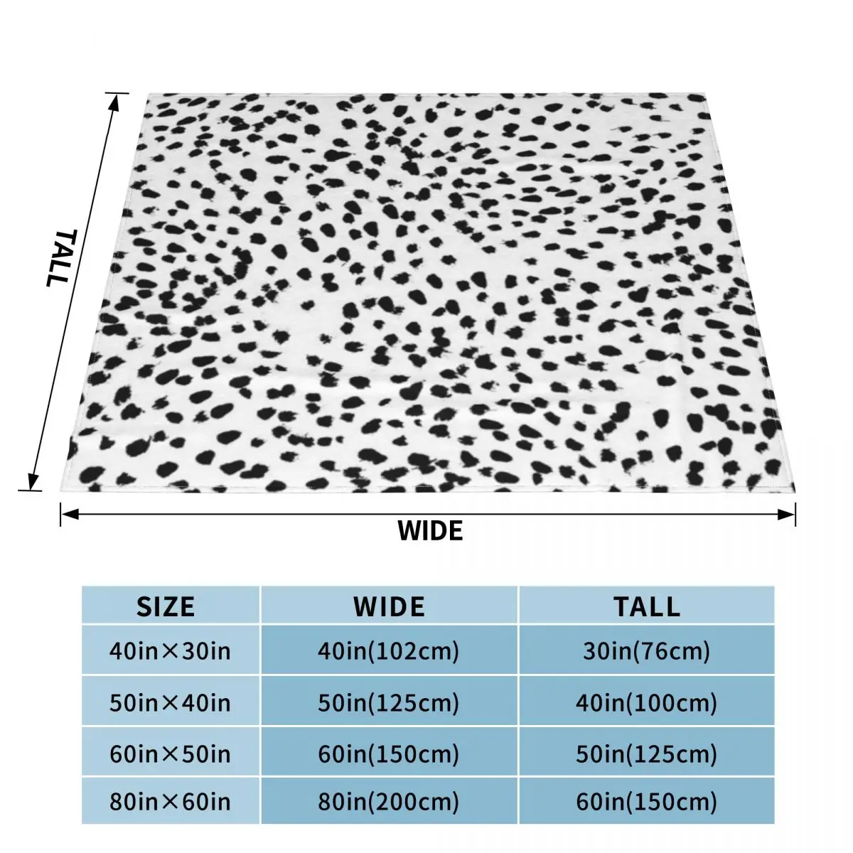 ناديا - بطانية صوف دلماتيكية مطبوعة على شكل حيوانات باللونين الأبيض والأسود BW بطانية صوف دقيقة فائقة النعومة