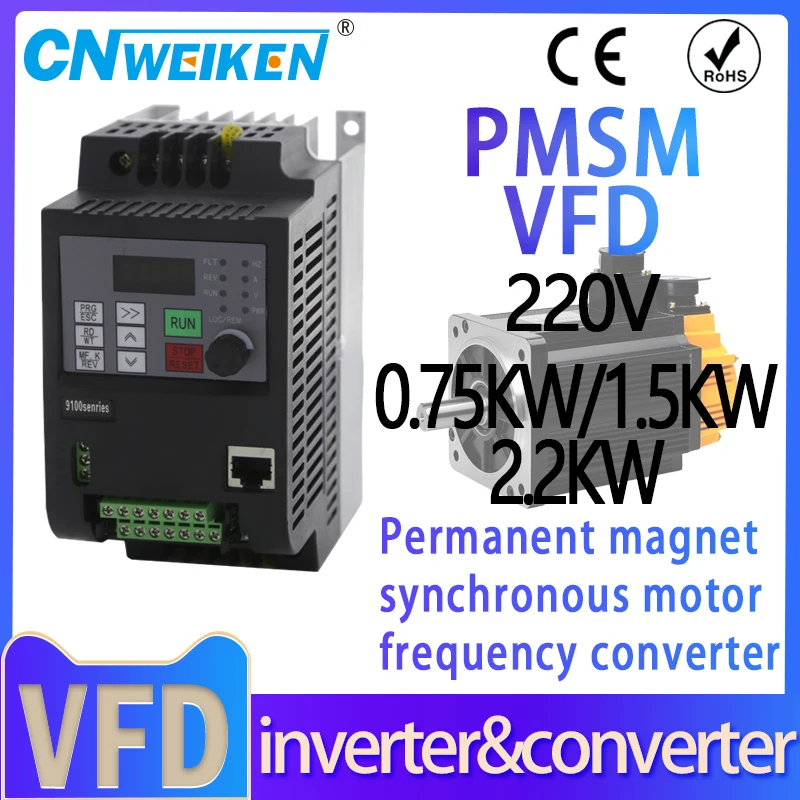 VFD 0.75KW-7.5KW Frequency Converter Permanent magnet synchronous motor VFD 220V PMSM Frequency Converter