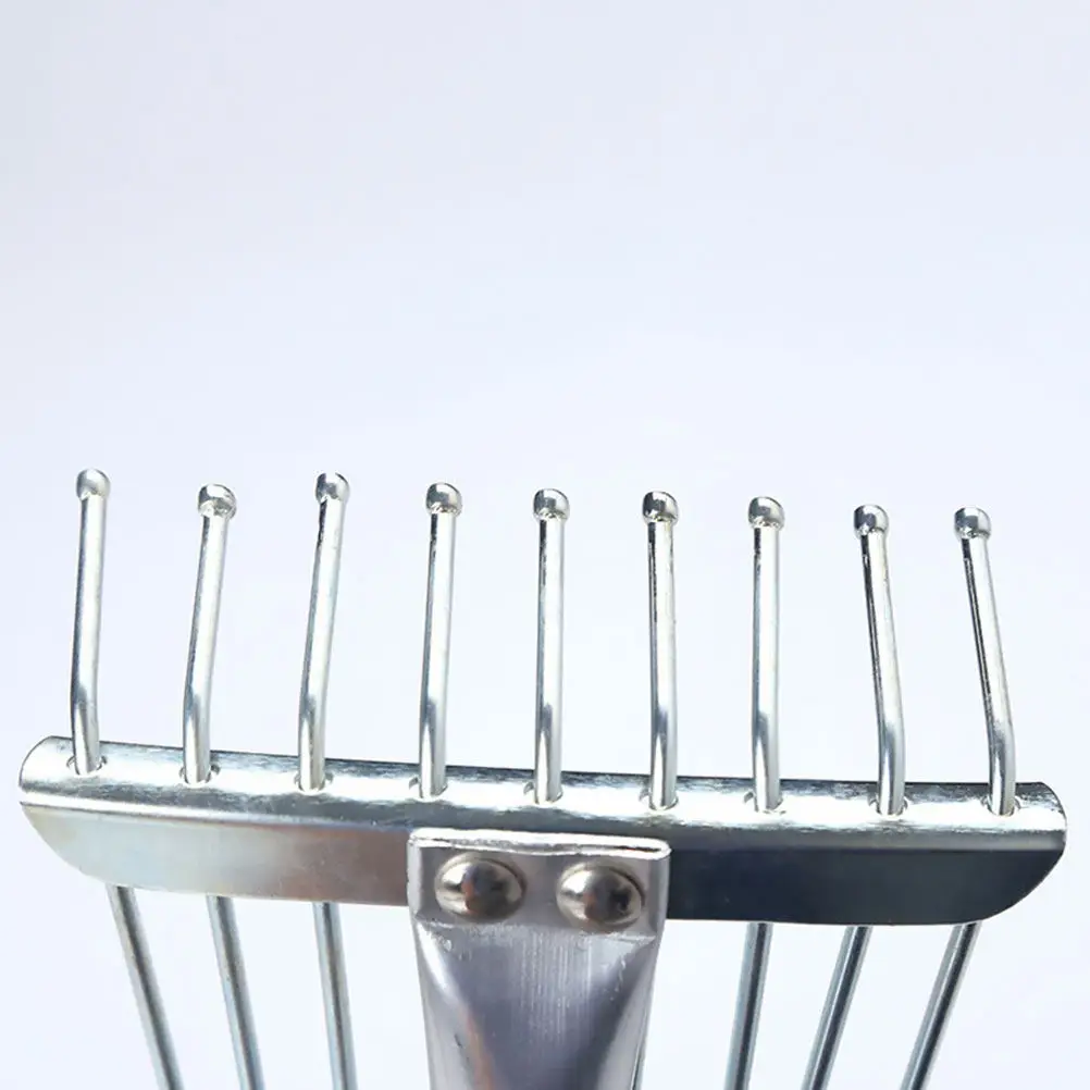 ガーデンレーキ-調節可能な長いハンドル付き-ガーデニングレーキ用-金属製小型除草ツール-葉っぱ用