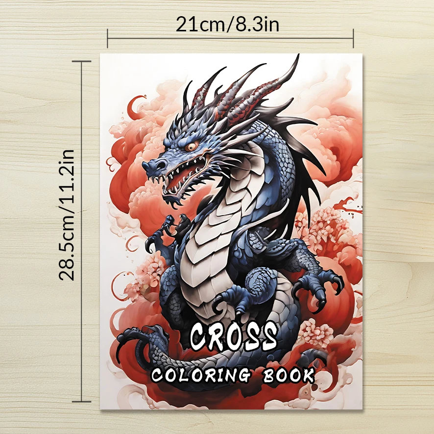 Fierce Dragon Coloring Book for Adults - 8.3x 11.2 Inch 32 Page Coloring Book - Helps Reduce Stress and Ease Emotions