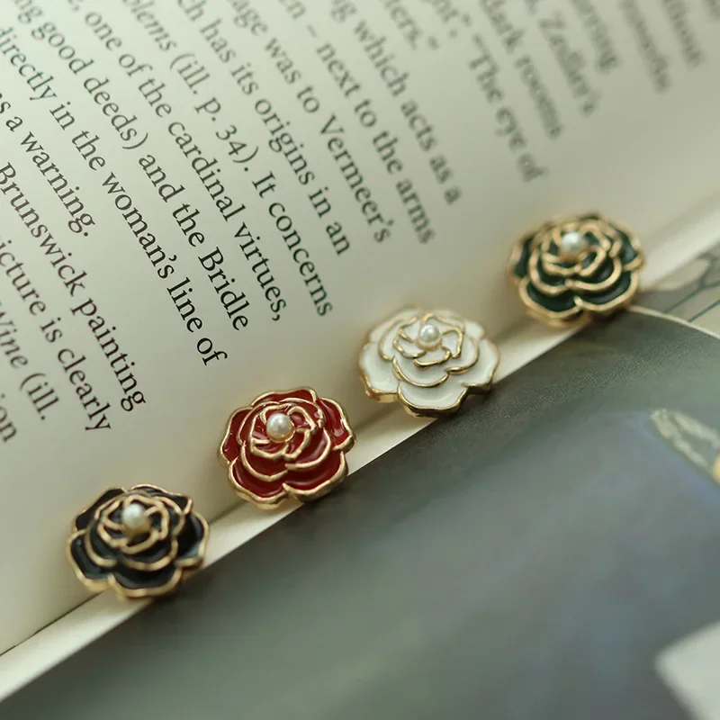 10 Pieces Camellia Metal Buttons 14.5mm Beautiful 3D Flower Zinc Alloy Shank Buttons Woman Clothes Accessories