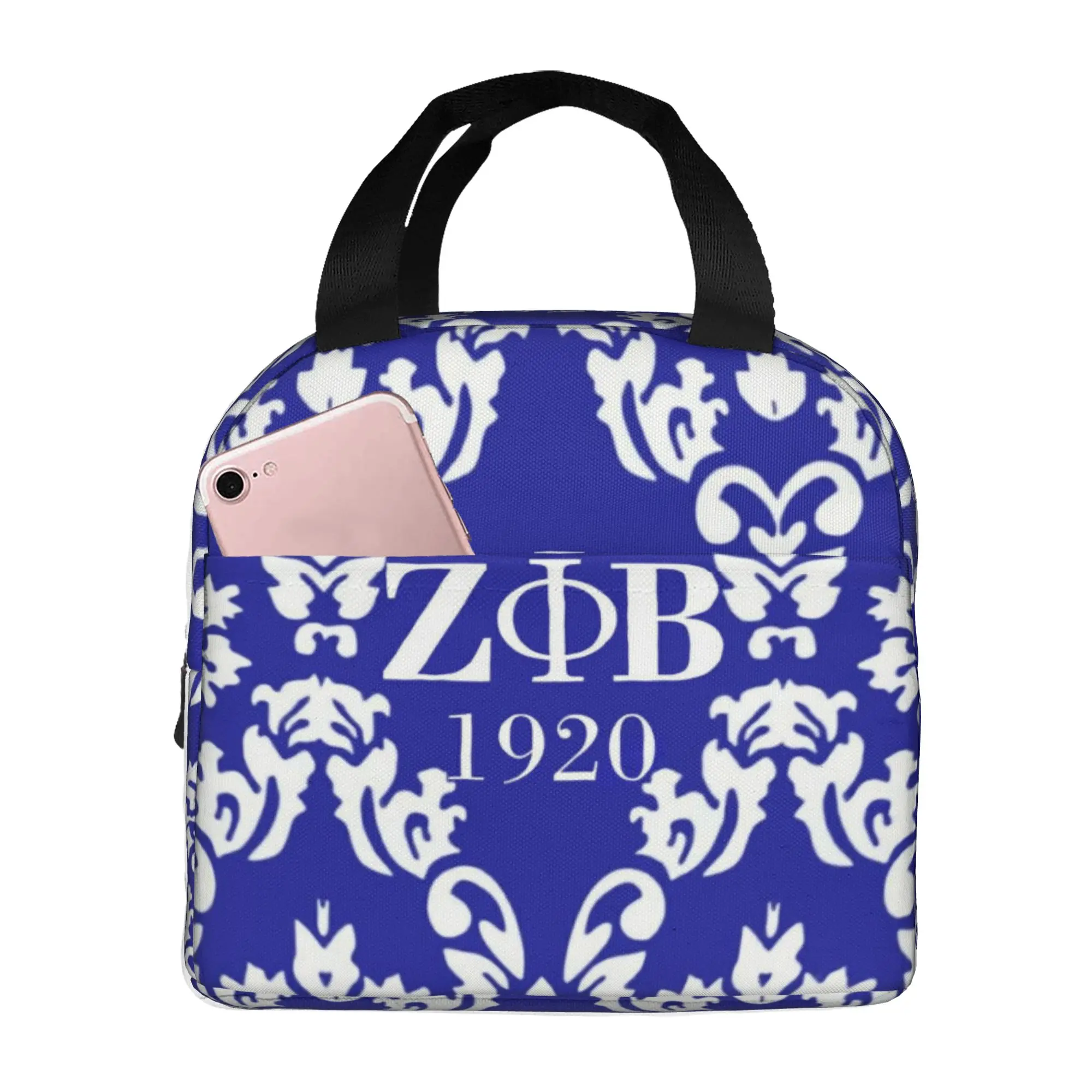 ZOB 1920 Sorority Insulated Lunch Bags for Work School Zeta Phi Beta African American Waterproof Cooler Thermal Lunch Box