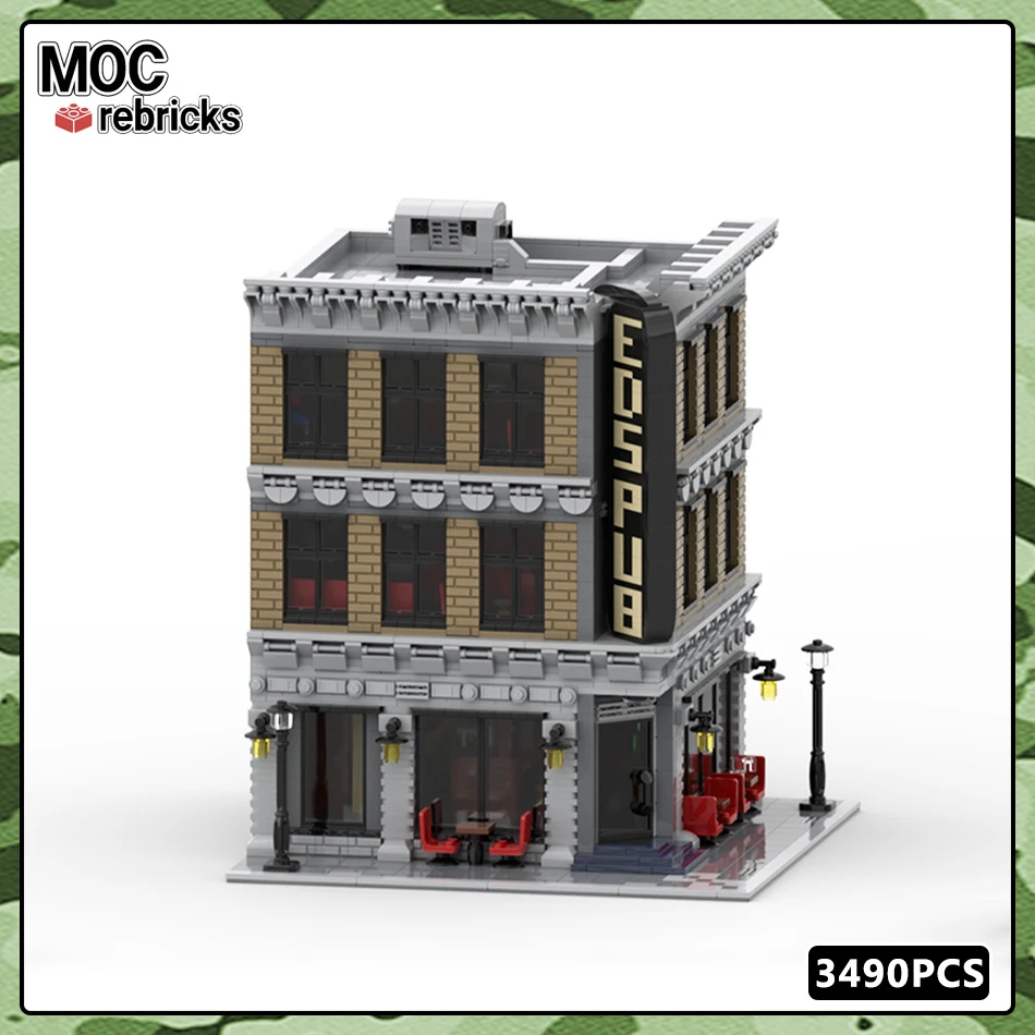 DIY Classic City Streetscape Series Corner Pub Modular Building Block Model Brick Ultimate Collector Creative Toys Children Gift