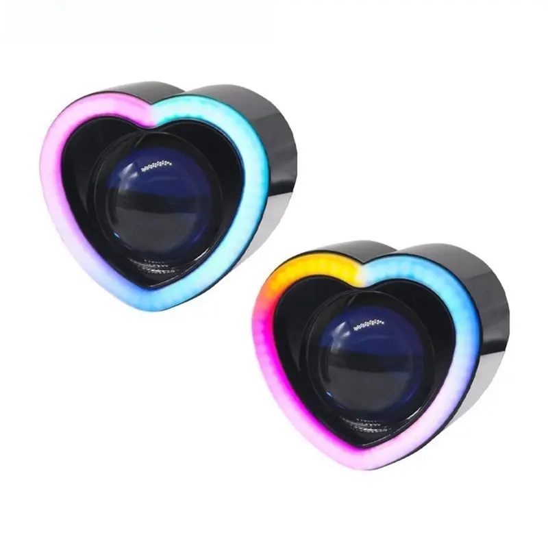 A19Q-1 Pair 2.5Inch RGB APP Control Love Angel Eye Decorative Light Car Light Accessor For Enhanced Vehicle Aesthetics