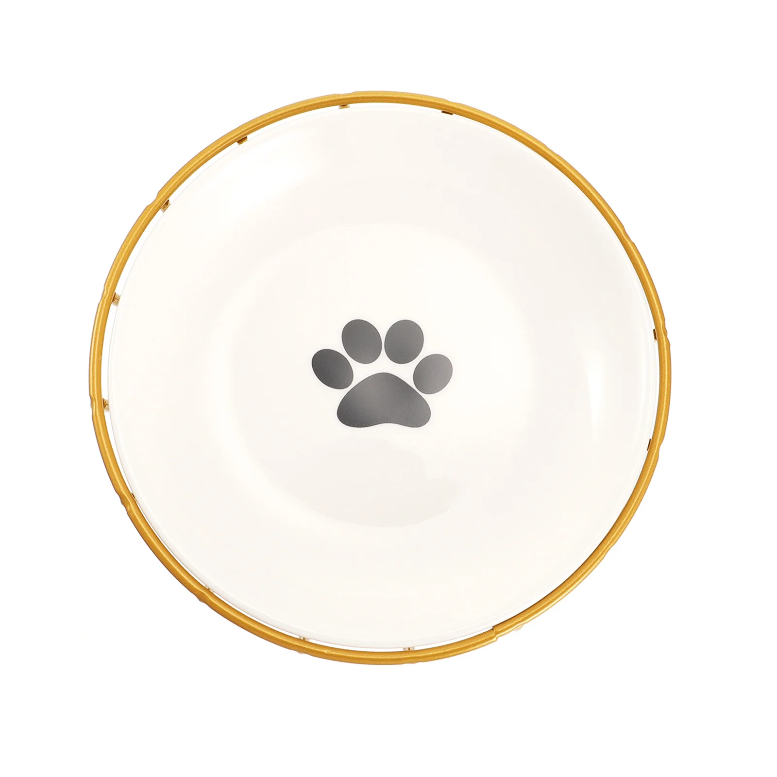 

Puppy Bowls Raised Single Cat Ceramic Pet Elevated Plate Stand Dish Metal Feeder