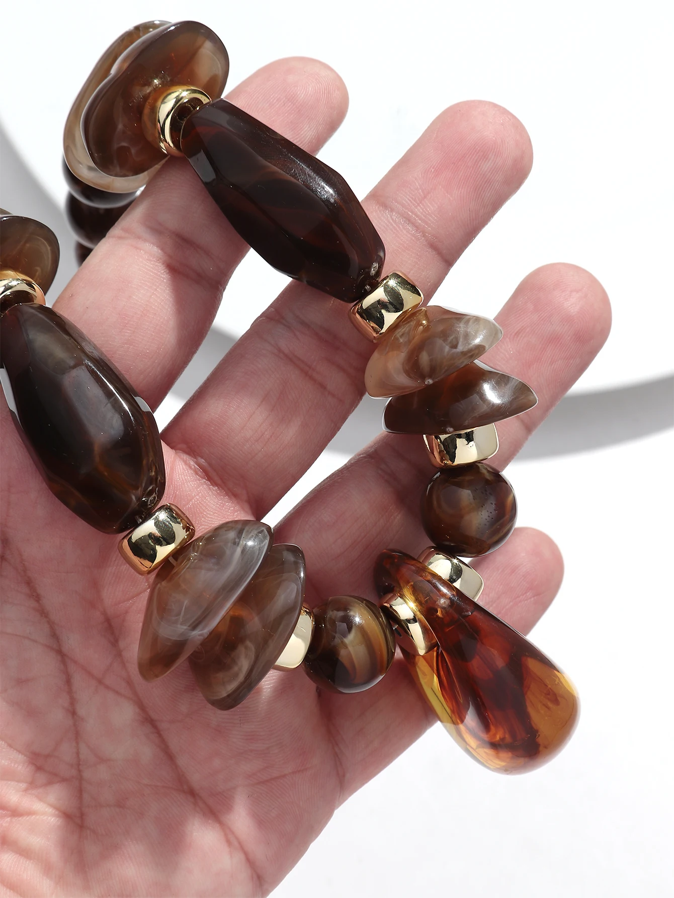 Vintage Acryl Unregelmäßige Geometrische Perlen Halsketten für Frauen Übertrieben Harz Waterdrop Anhänger Halsband Handgemachte Schmuck Geschenke – Detail 3