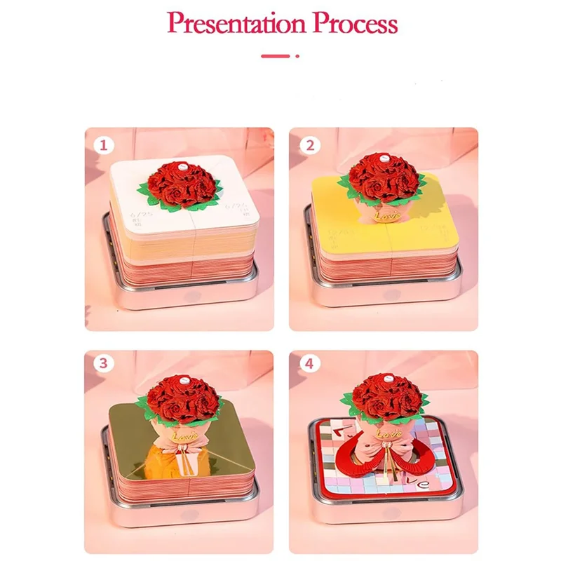 ปฏิทิน 3D 2025,ช่อดอกกุหลาบวันวาเลนไทน์,ปฏิทินฉีก 3D,ปฏิทิน Rip Away,สมุดจดกระดาษ 3D แบบฉีกได้