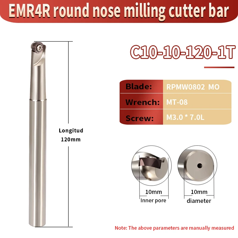 

CNC Lathe EMR4R Round Nose Milling Cutter Bar Used RPMW0802 Blade C10 C12 C16 C19 C20 Anti Seismic Tool Holder Drill Head Tools