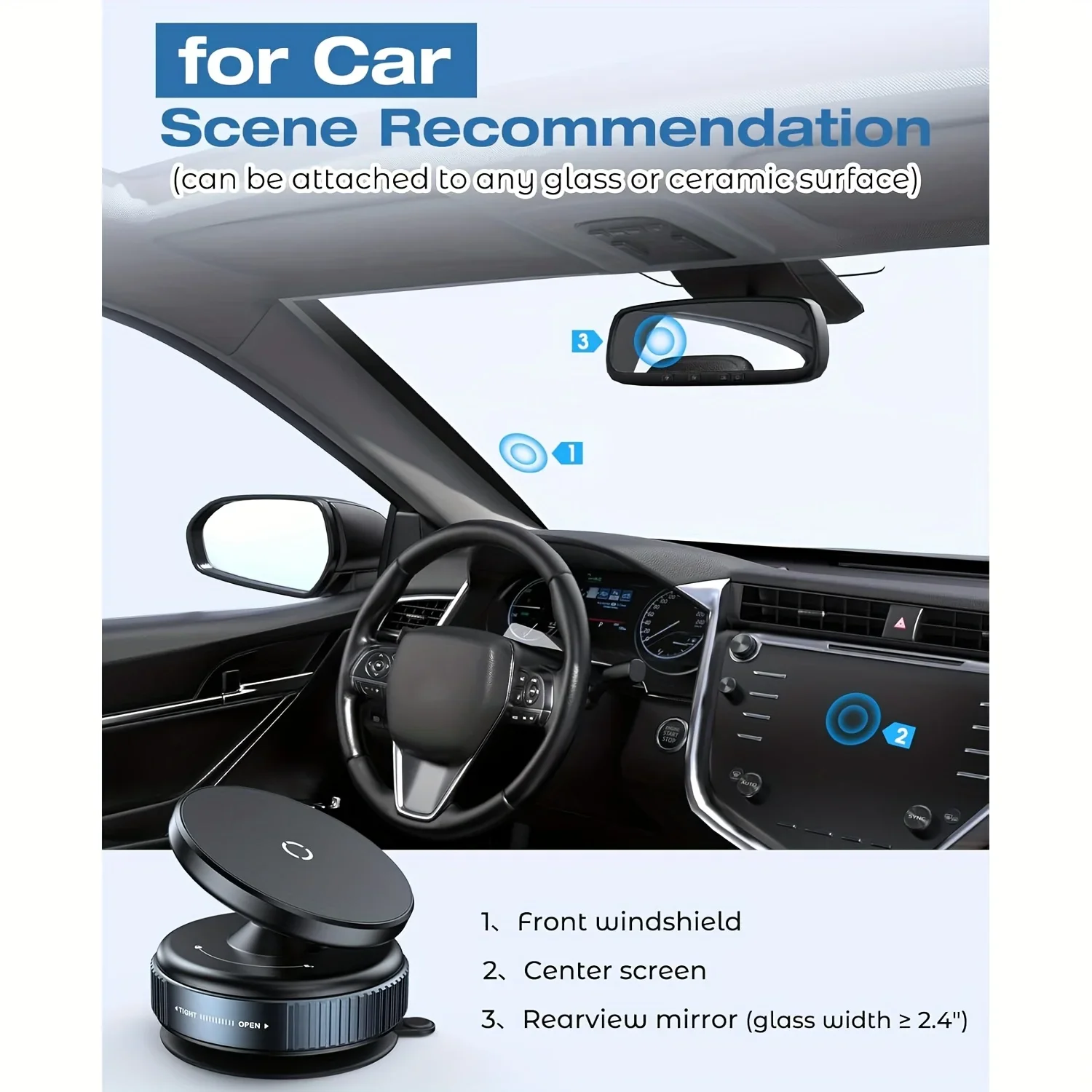 Adjustable Vacuum Magnetic Suction Cup Phone Holder, Suitable for Car/Gym/Mirror/Smooth Surfaces Hands-Free Stand, Compatible image 5