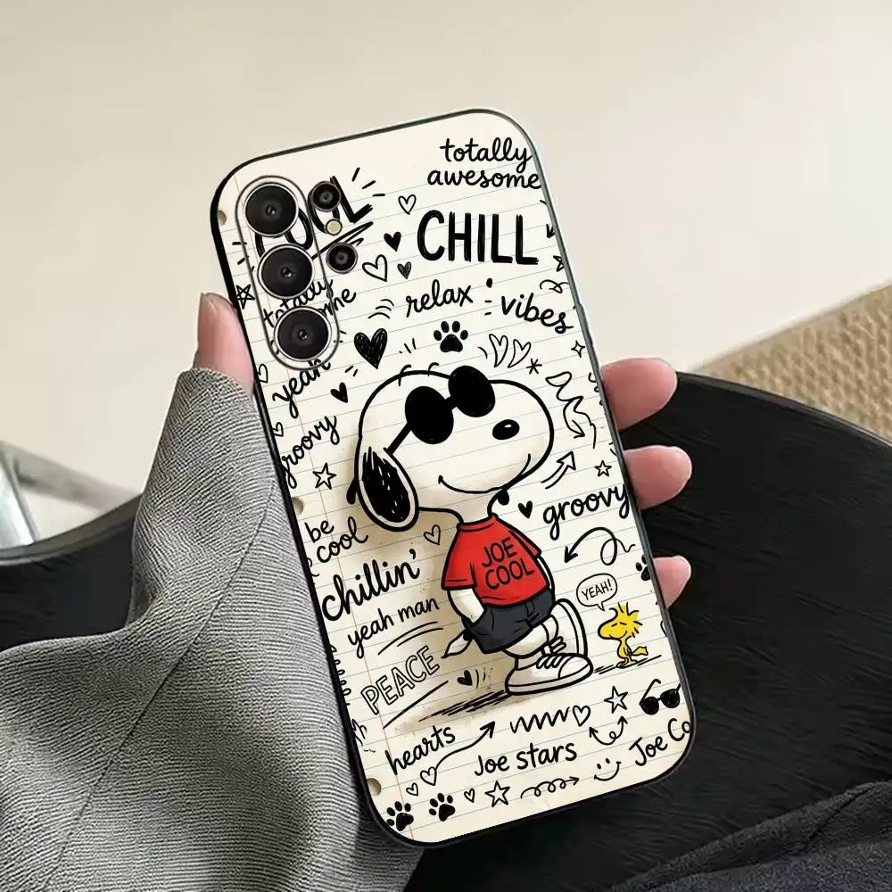 Vintage S-snoopy-s Black Soft Silicone Phone Case for Samsung Ultra S26, S24, S21, S22, S23, S30, Plus, Lite view 6