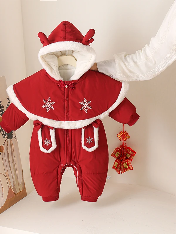 

Baby Cotton Rer Outfit Winter Festive New Year Girl's Clothing High Waist Long Pants Polyester Fiber Regular Thin