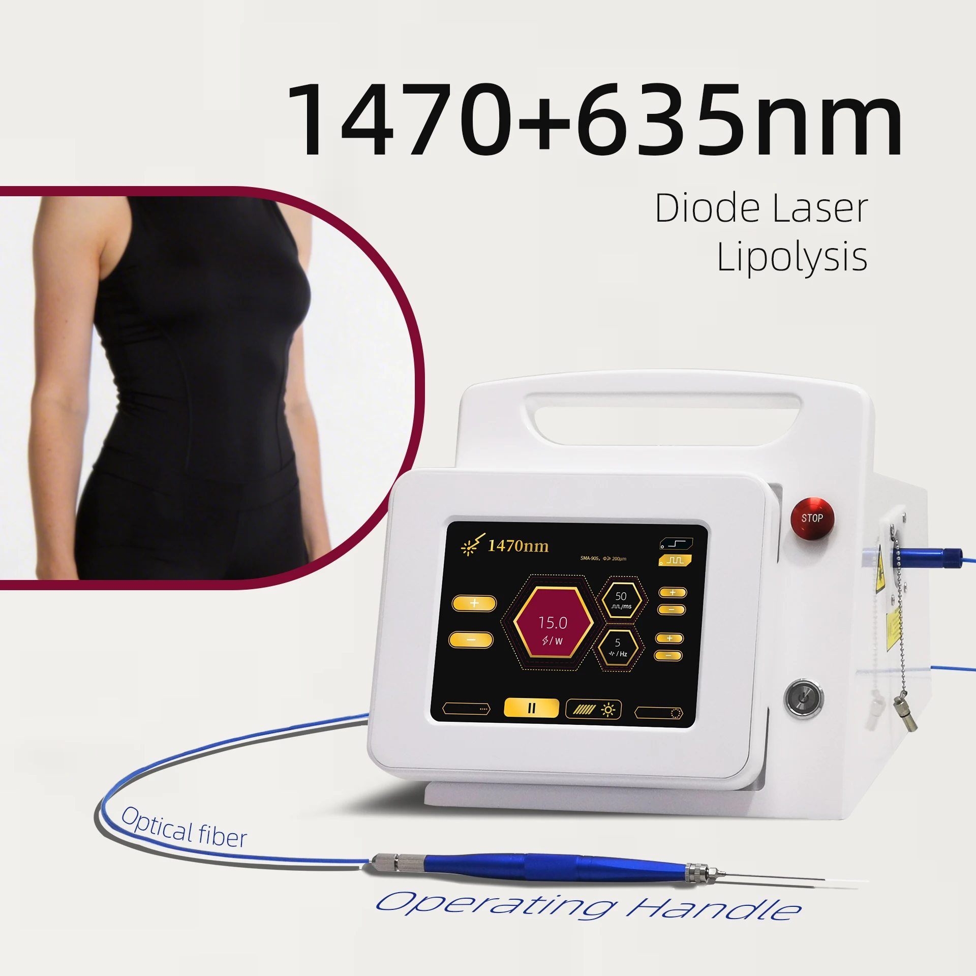 

1470+635nm nanodiode laser for body shaping skin tightening facial skincare and red light anti-inflammatory treatment