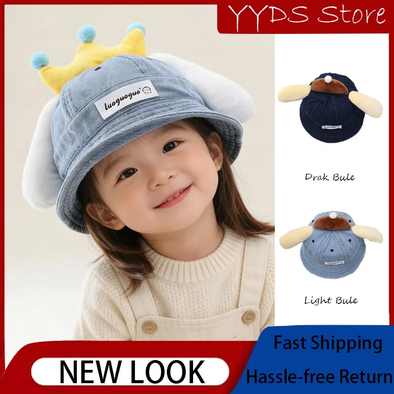 

Cute Cartoon Big Ears Denim Bucket Hat for Kids Baby Boys Girls Outdoor Sun Protection Summer Cap
