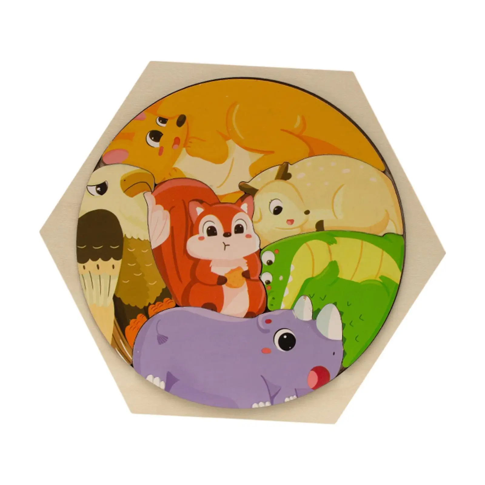 Wooden Cartoon Shape Pattern Large Particle Design Teaching Tool Divergent Brain Animal Puzzles Three dimensional Puzzles