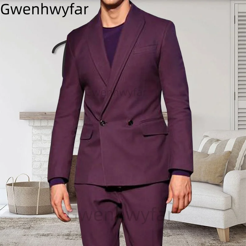 

Gwenhwyfar Men's 2-Pieces Suit Flat Collar Slim Fit Formal Dress Regular Fit Prom Wedding Dress with Pants Party