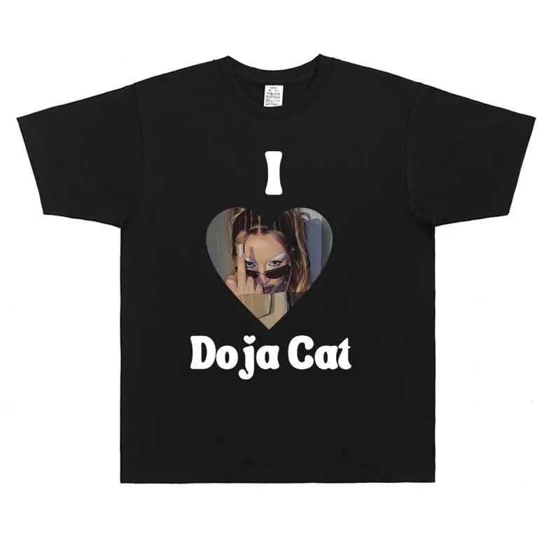 I Love Doja Cat T Shirts Men Women Hip Hop Fashion Vintage Tshirt Male Oversized Cozy Pure Cotton T Shirt Short Sleeve Fans Gift