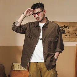 Men Japanese Streetwear Cityboy Amikaji Loose Casual Long Sleeve Plus Size Shirt Man Korean Fashion Outdoor Cargo Shirts Blouses