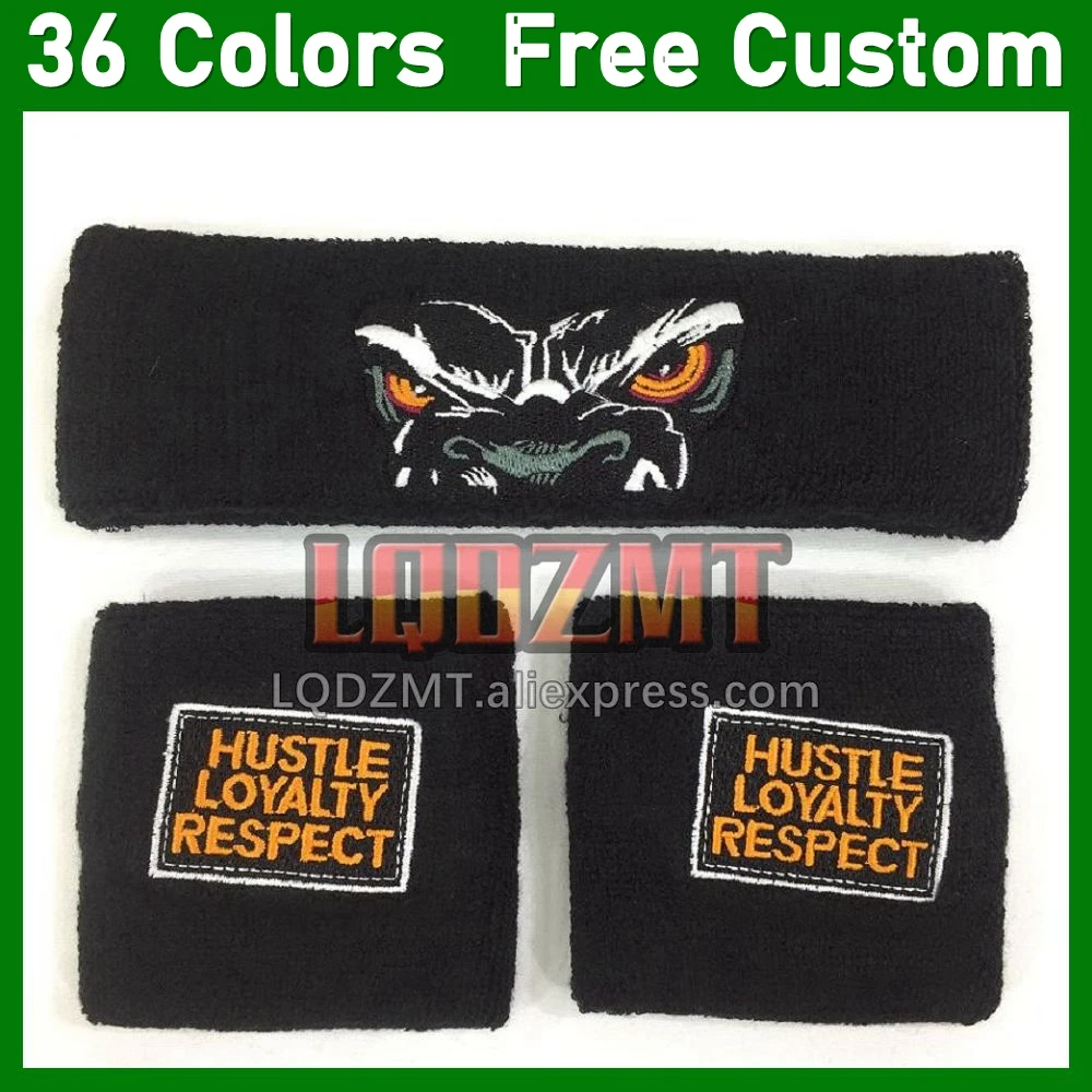 3PCS / set Free Custom Cotton Wrestling Sports Basketball Sports Headband Men Women Running Fitness Sweatband Bandana Wristbands