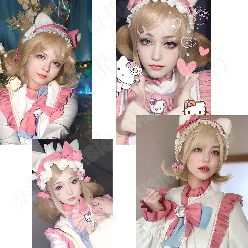 باروكة Lisa تأثيري ، هوية اللعبة V ، كتان قصير HSIU ، شعر مستعار ذهبي ، شعر مستعار اصطناعي ، قبعة ، Emma Beard Woods ، 35 #2