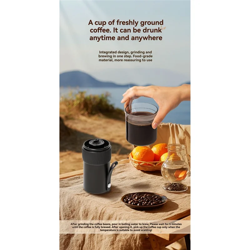 ASWUT-Portable Electric Coffee Grinder Adjustment One-Button Start Bean Grinder USB Rechargeable Home Outdoor Blender